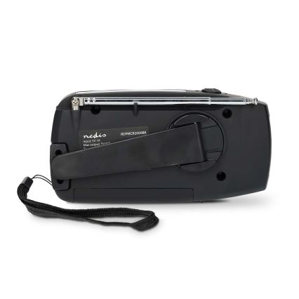 AM/FM-radio med håndsving, solcellepanel og LED-lommelygte – 2000 mAh batteri