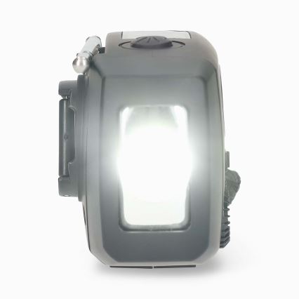 AM/FM-radio med håndsving, solcellepanel og LED-lommelygte – 2000 mAh batteri