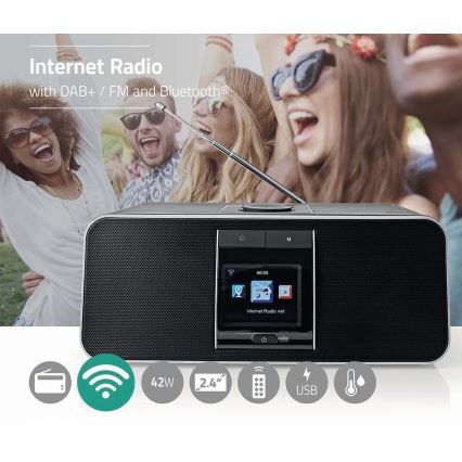 Multifunktionel internetradio 42W/230V DAB+ FM Wi-Fi Bluetooth USB + fjernbetjening