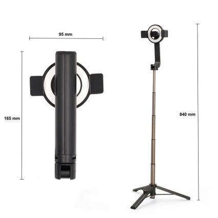 Magnetisk sammenklappelig selfie-stick 2-i-1 med stativ + fjernbetjening