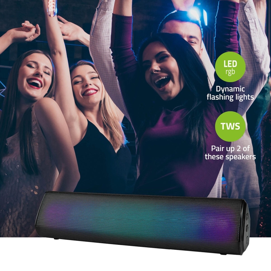 LED højtaler m. RGB-farver genopladelig 18W/1200 mAh