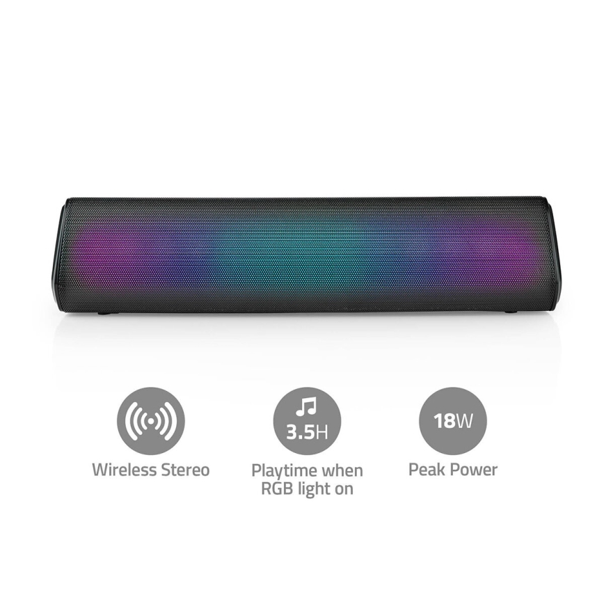 LED højtaler m. RGB-farver genopladelig 18W/1200 mAh