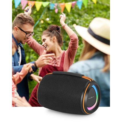 LED-genopladelig højttaler 40W/1200 mAh IPX4 sort
