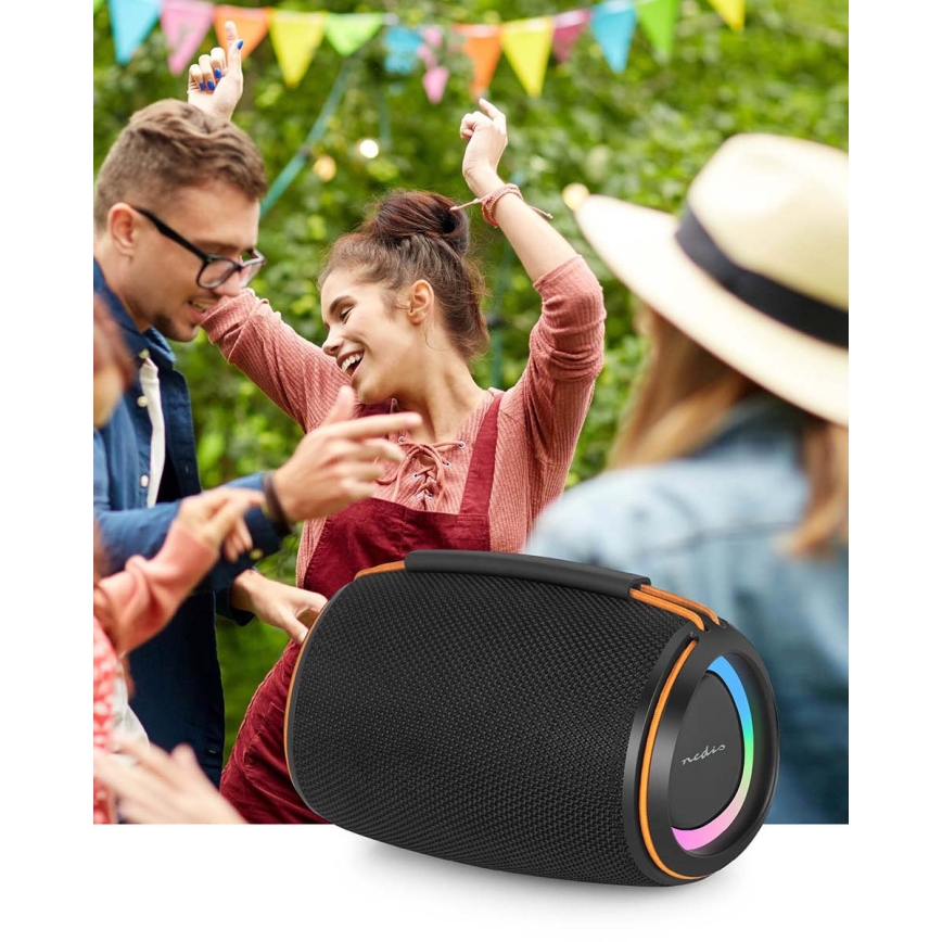 LED-genopladelig højttaler 40W/1200 mAh IPX4 sort