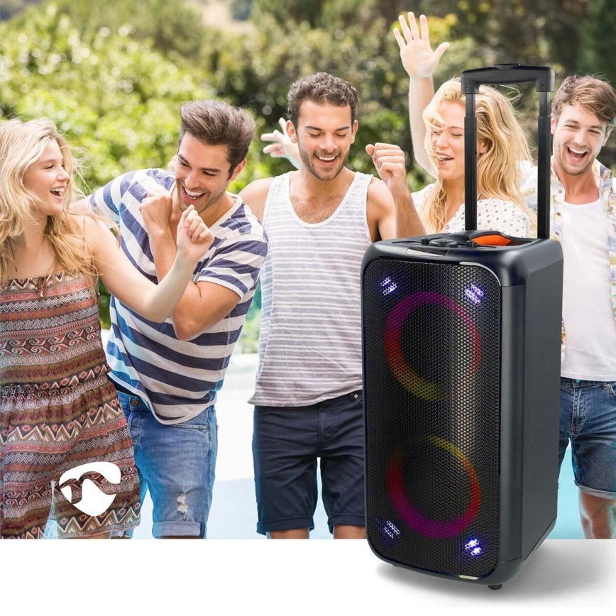 LED højtaler m. RGB-farver genopladelig 240W/4000 mAh + fjernbetjening