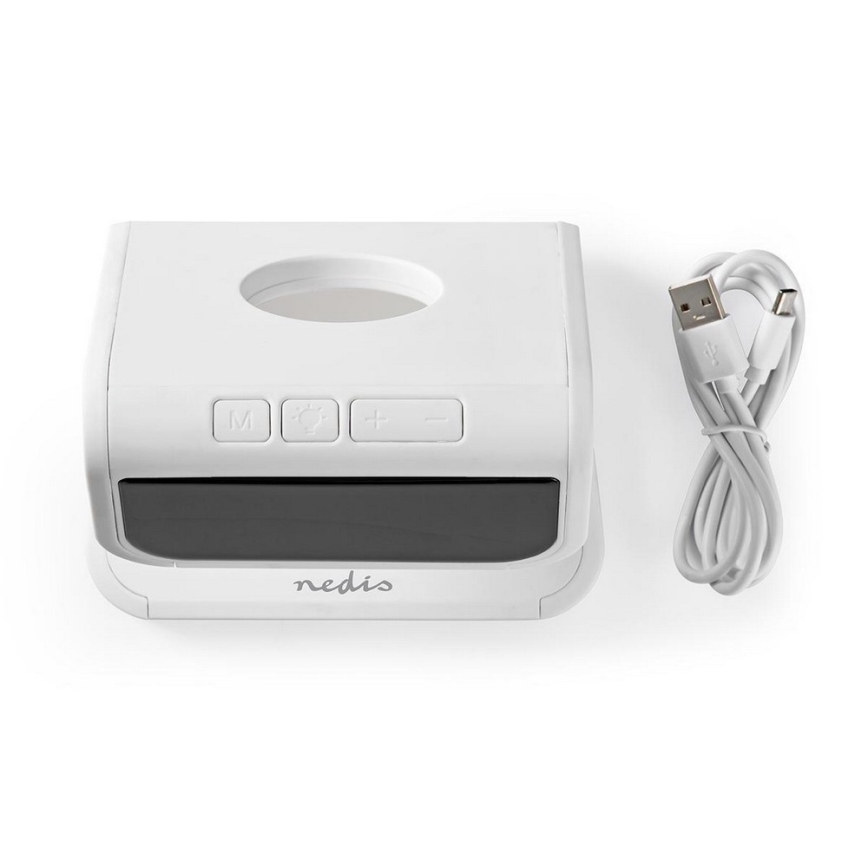 Vækkeur med trådløs oplader LED/10W/230V hvid