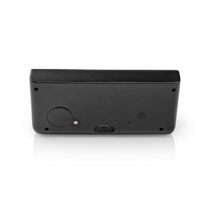 Vækkeur med LCD-display og trådløs oplader 15W/230V + 1xCR2032 sort