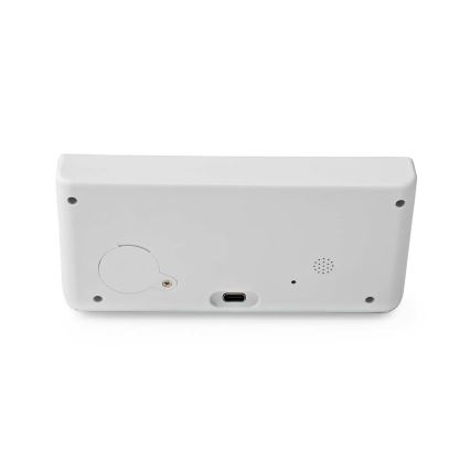 Vækkeur med LCD-display og trådløs oplader 15W/5V + 1xCR2032 hvid