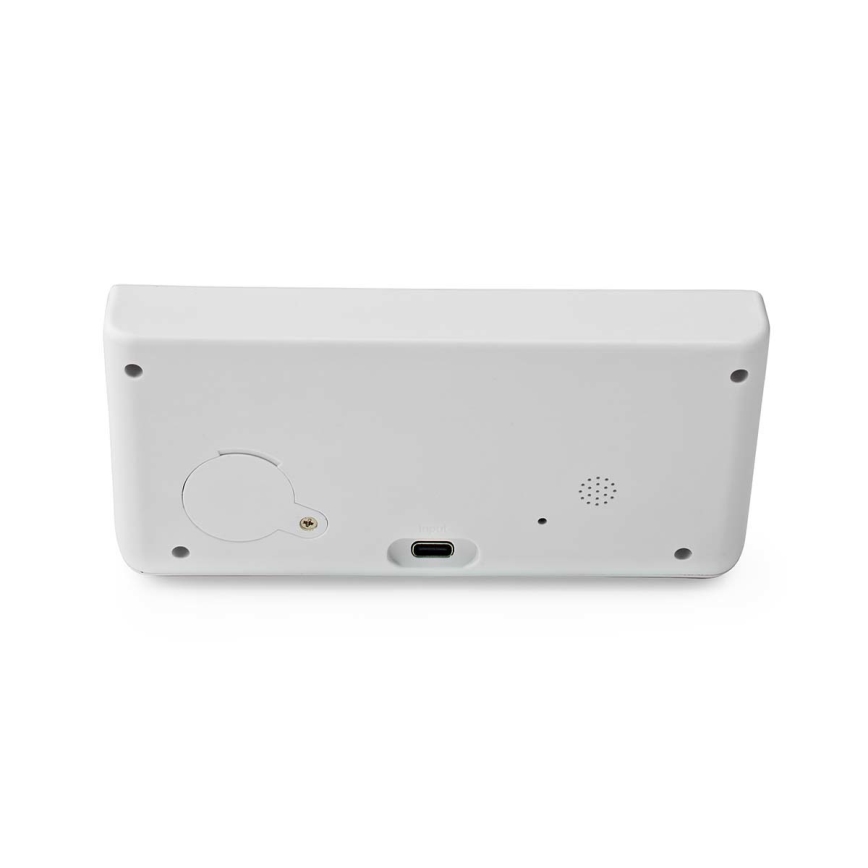 Vækkeur med LCD-display og trådløs oplader 15W/5V + 1xCR2032 hvid