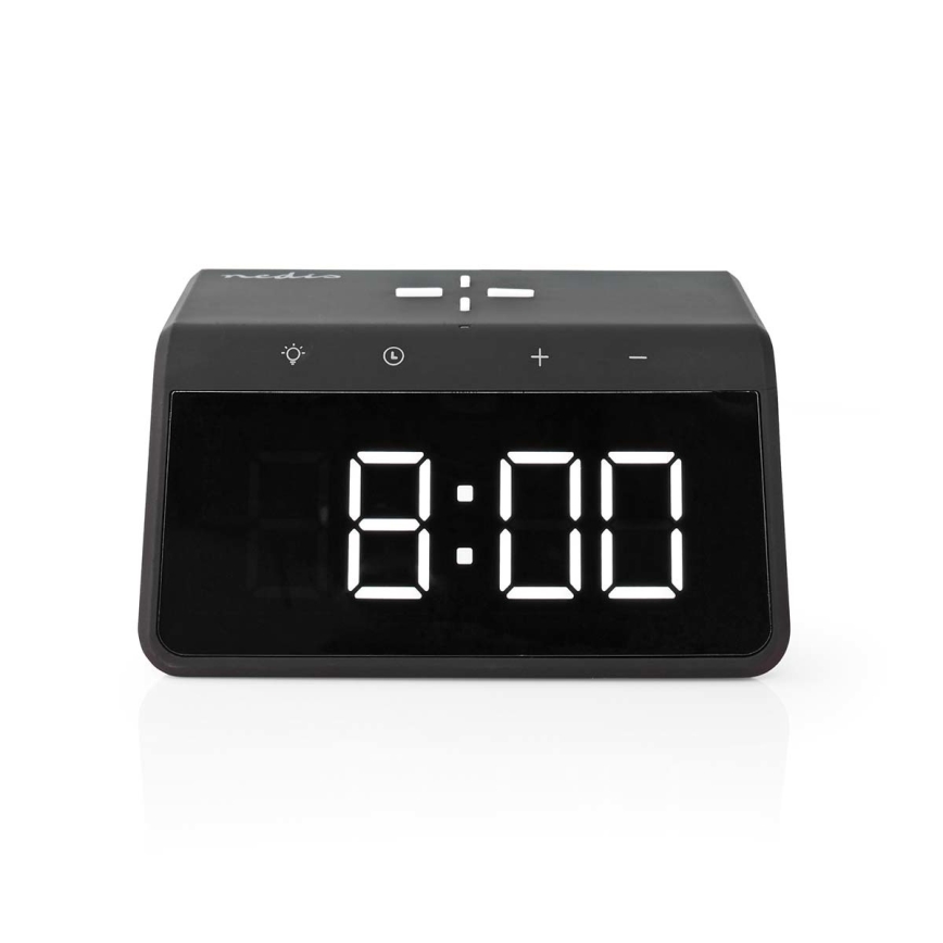 Vækkeur med LCD-display og trådløs oplader 15W/230V 1x CR2032 sort