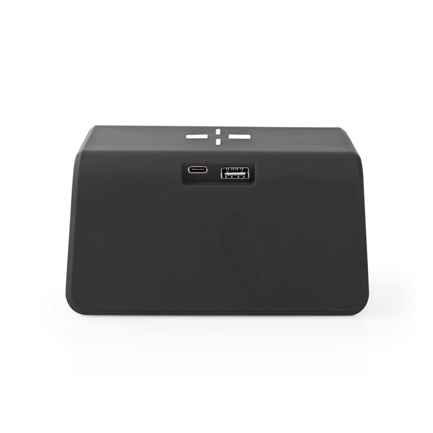 Vækkeur med LCD-display og trådløs oplader 15W/230V 1x CR2032 sort