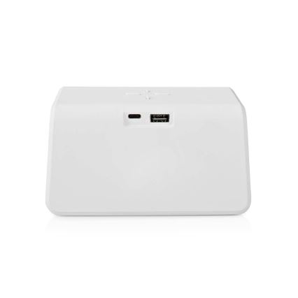 Vækkeur med LCD-display og trådløs oplader 15W/5V 1xCR2032 hvid
