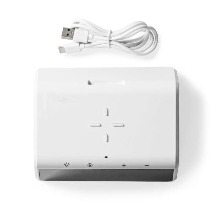 Vækkeur med LCD-display og trådløs oplader 15W/5V 1xCR2032 hvid