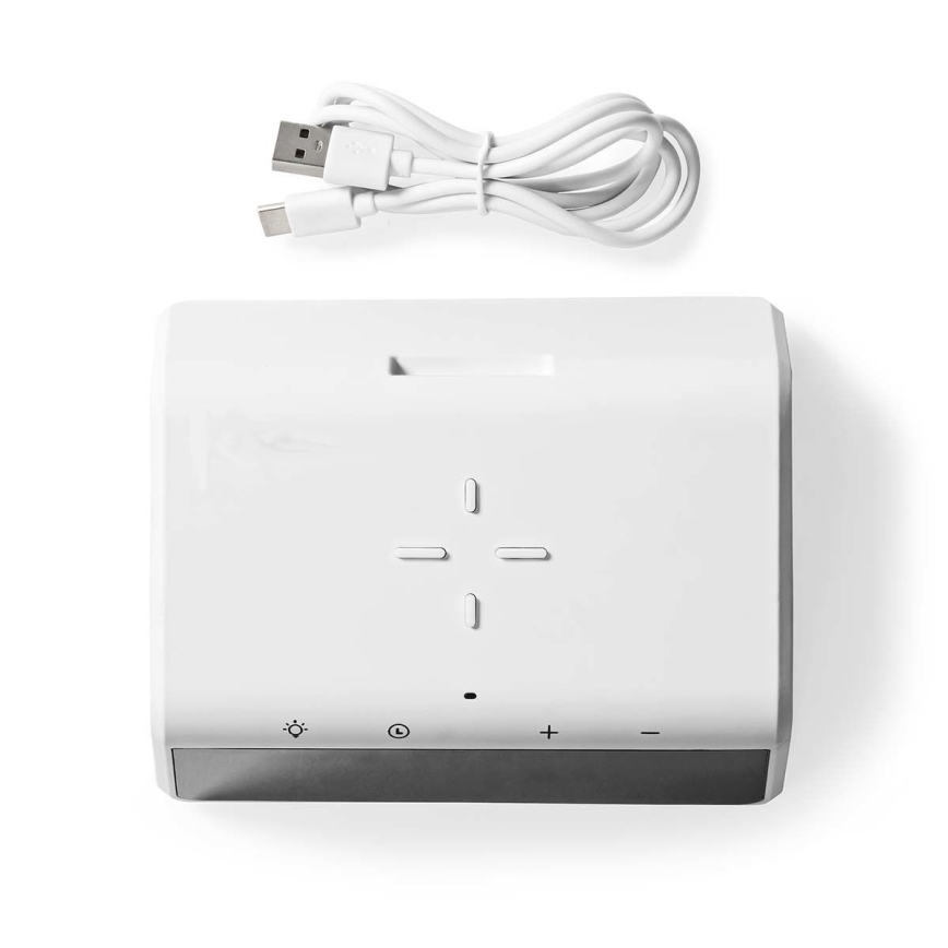 Vækkeur med LCD-display og trådløs oplader 15W/5V 1xCR2032 hvid