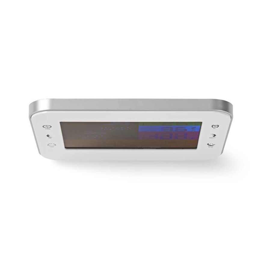 Vejrstation m. LCD-farvedisplay 230V/3xAAA + 2xAA hvid