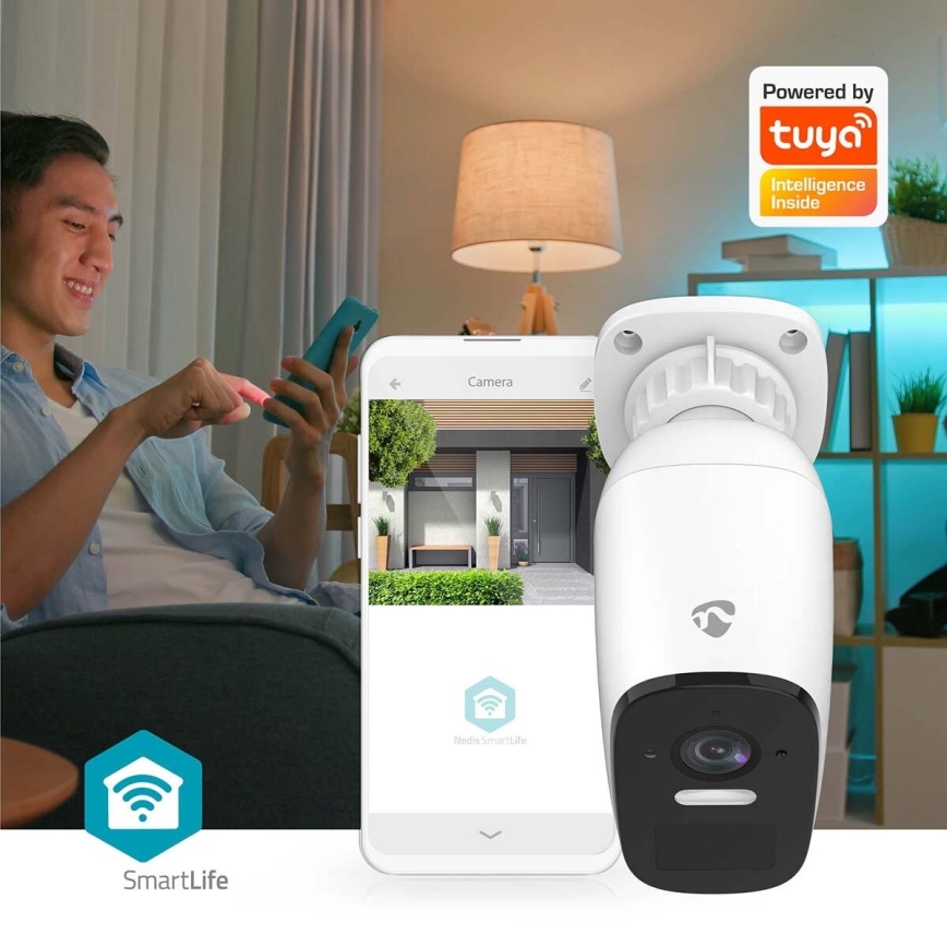 Smart udendørs genopladelig kamera med sensor SmartLife 4MP Quad HD 1440p 5V/5200mAh Wi-Fi Tuya IP66
