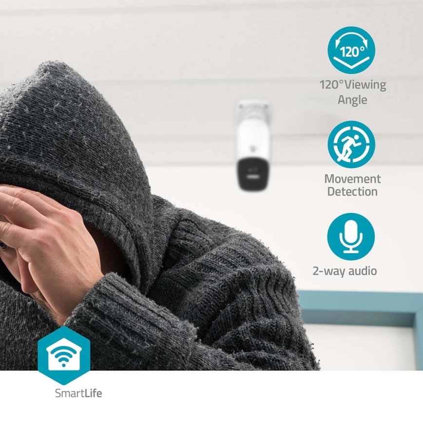 Smart udendørs genopladelig kamera med sensor SmartLife 4MP Quad HD 1440p 5V/5200mAh Wi-Fi Tuya IP66