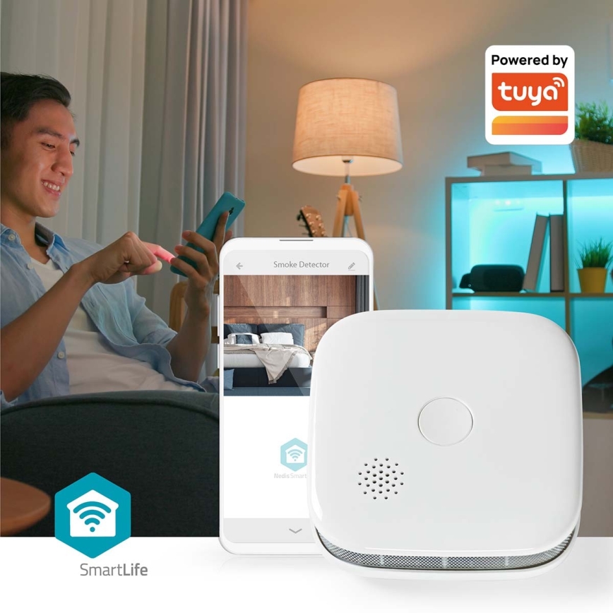 SmartLife røgalarm 3V/1xCR123A Wi-Fi Tuya