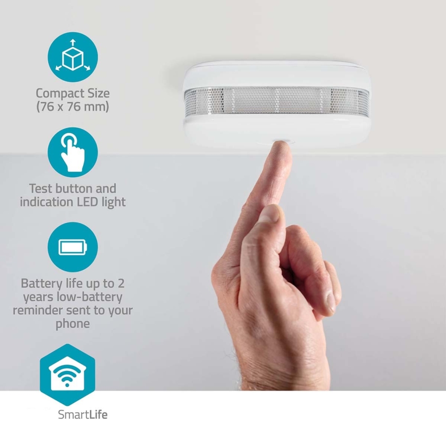 SmartLife røgalarm 3V/1xCR123A Wi-Fi Tuya