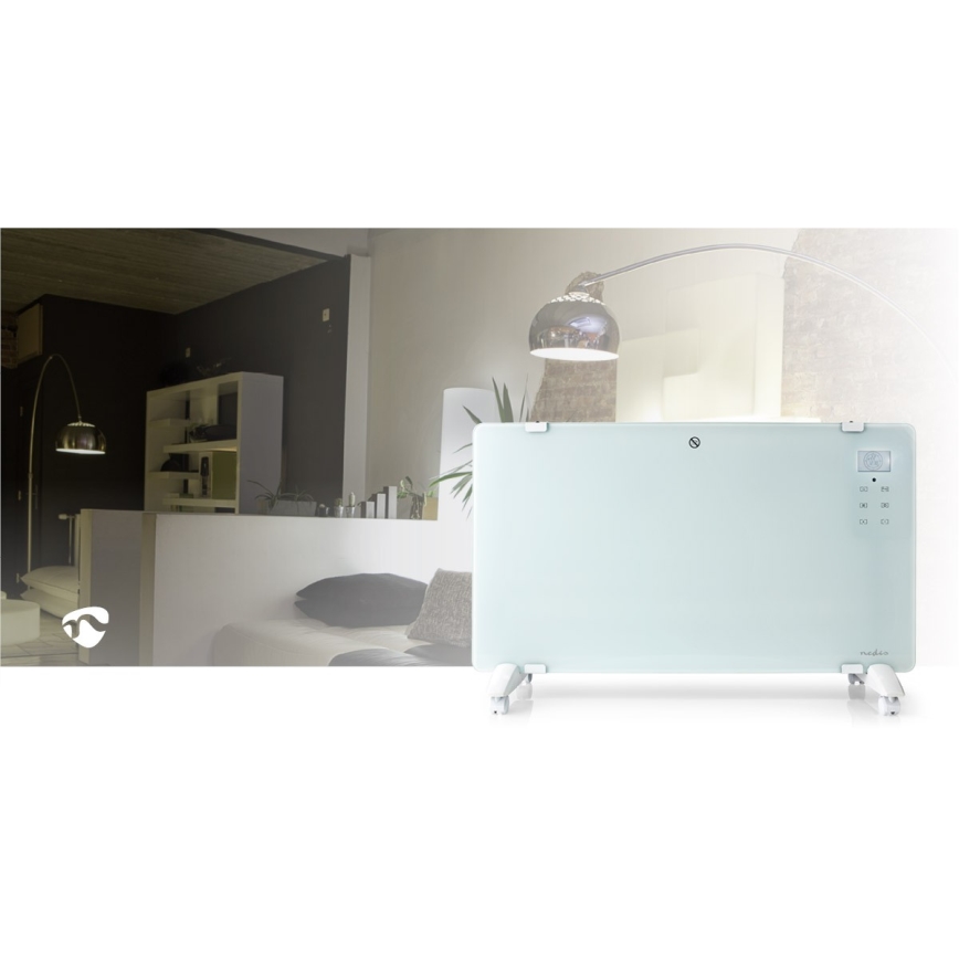 Elektrisk direktevarmer/konvektor 2000 W/230 V med Wi‑Fi, IP24-beskyttelse og termostat