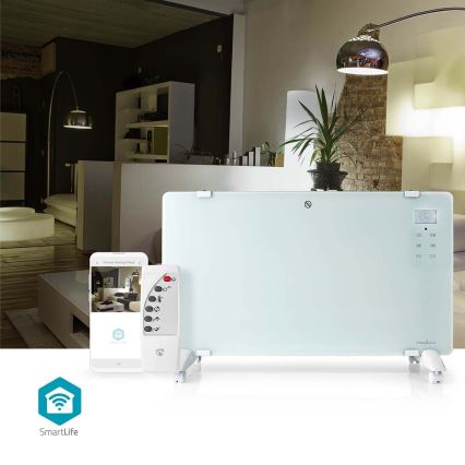 Elektrisk direktevarmer/konvektor 2000 W/230 V med Wi‑Fi, IP24-beskyttelse og termostat
