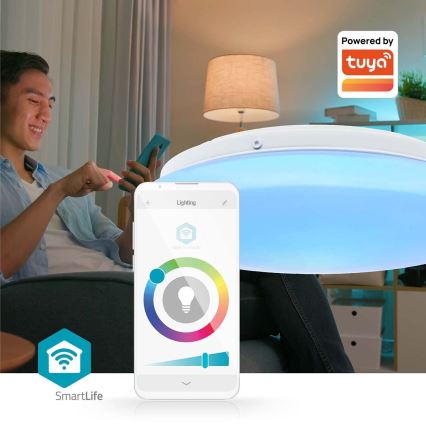 LED m. RGBW-farver Loftlampe til badeværelse dæmpbar SmartLife LED/18W/230V 2700-6500K IP44 Wi-Fi Tuya