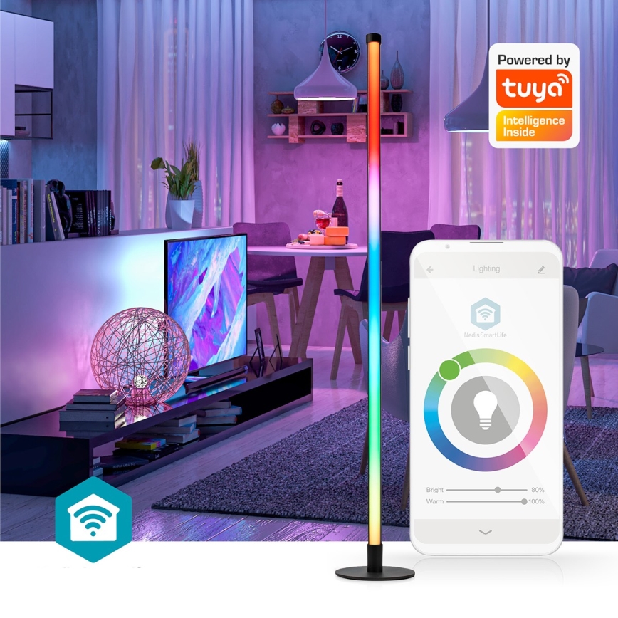 LED gulvlampe RGBIC dæmpbar Smartlife LED/10W/230V 100,5 cm 2700-6500K Wi-Fi Tuya + fjernbetjening