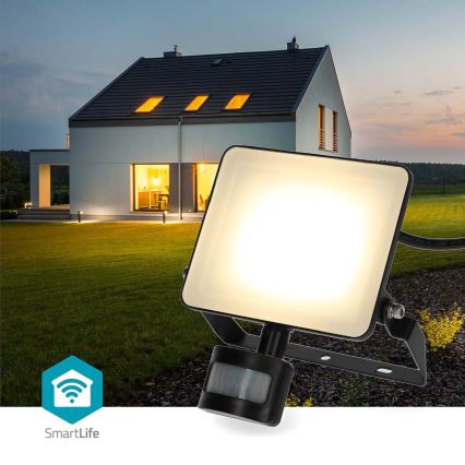 Dæmpbar LED projektør med bevægelsessensor SmartLife LED/20W/230V 3000-6500K IP44 Wi-Fi