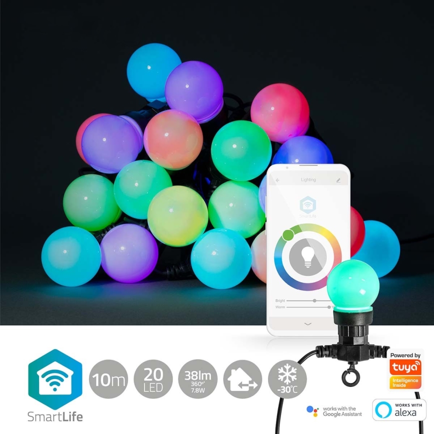 Dekorativ LED lyskæde RGB-farver 20xLED/8 funktioner 13 m IP65 Wi-Fi Tuya