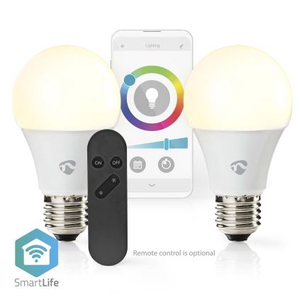 2x LED-pære dæmpbar RGBW-farver SmartLife E27/9W Wi-Fi 2700-6500K