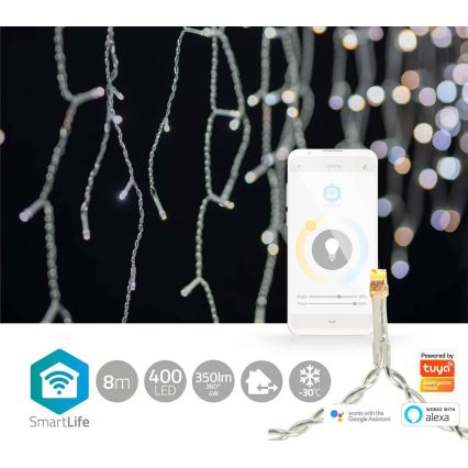 LED Dæmpbar udendørs julelysgardin 400xLED/11 funktioner 11m IP65 Wi-Fi Tuya