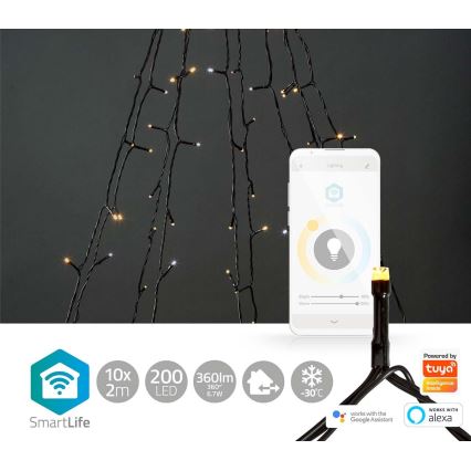 LED Udendørs julegardin 200xLED/8 funktioner 10x2m IP65 Wi-Fi Tuya varm til kold hvid