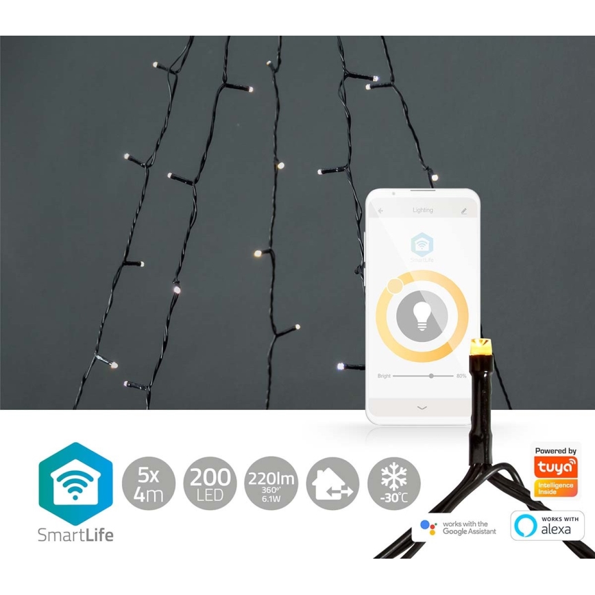 LED lysgardin 200xLED/8 funktioner 5x7 m IP65 Wi-Fi Tuya