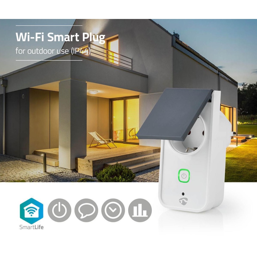 Smart udendørs socket 3680W/230V/Type F/16A Wi-Fi IP44