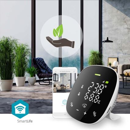 Smart luftkvalitetsmåler med LED-lys display SmartLife Wi-Fi