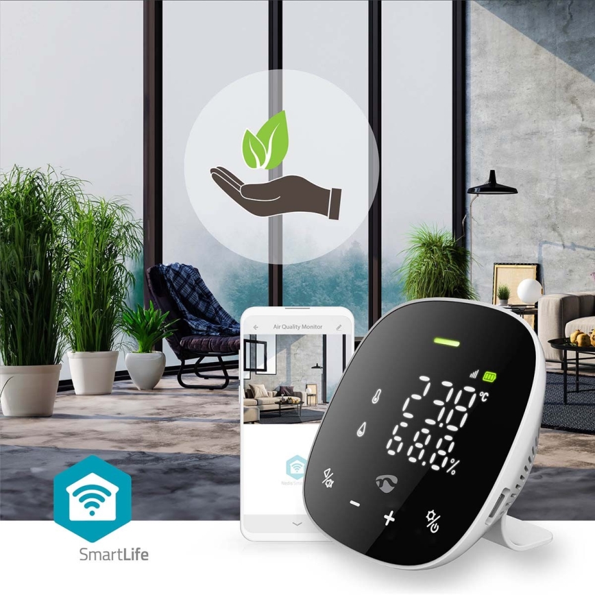 Smart luftkvalitetsmåler med LED-lys display SmartLife Wi-Fi