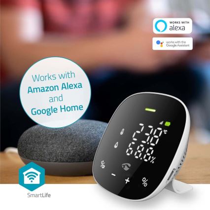 Smart luftkvalitetsmåler med LED-lys display SmartLife Wi-Fi