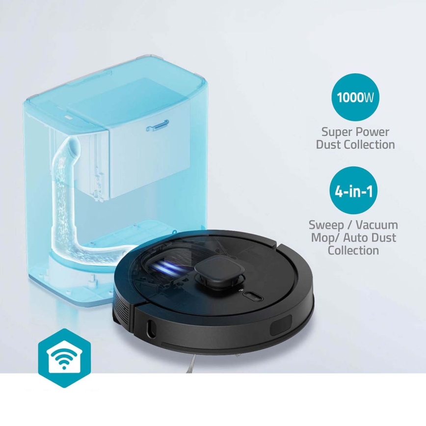 Smart robotstøvsuger med moppe SmartLife 5200 mAh Wi-Fi Tuya sort + fjernbetjening