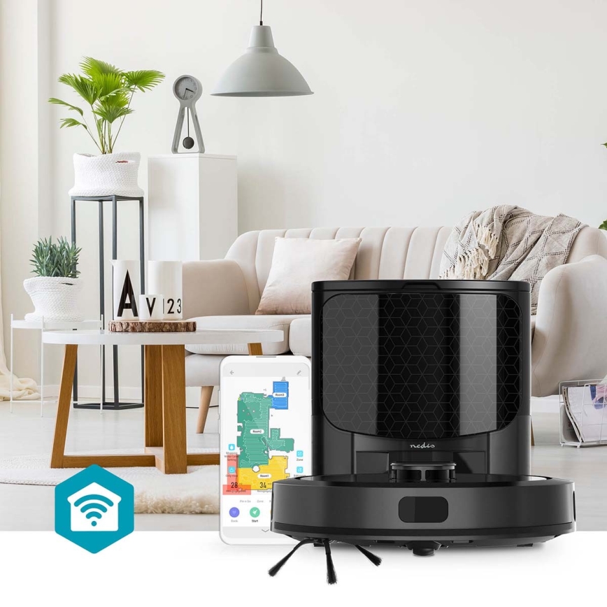 Smart robotstøvsuger med moppe SmartLife 5200 mAh Wi-Fi Tuya sort + fjernbetjening