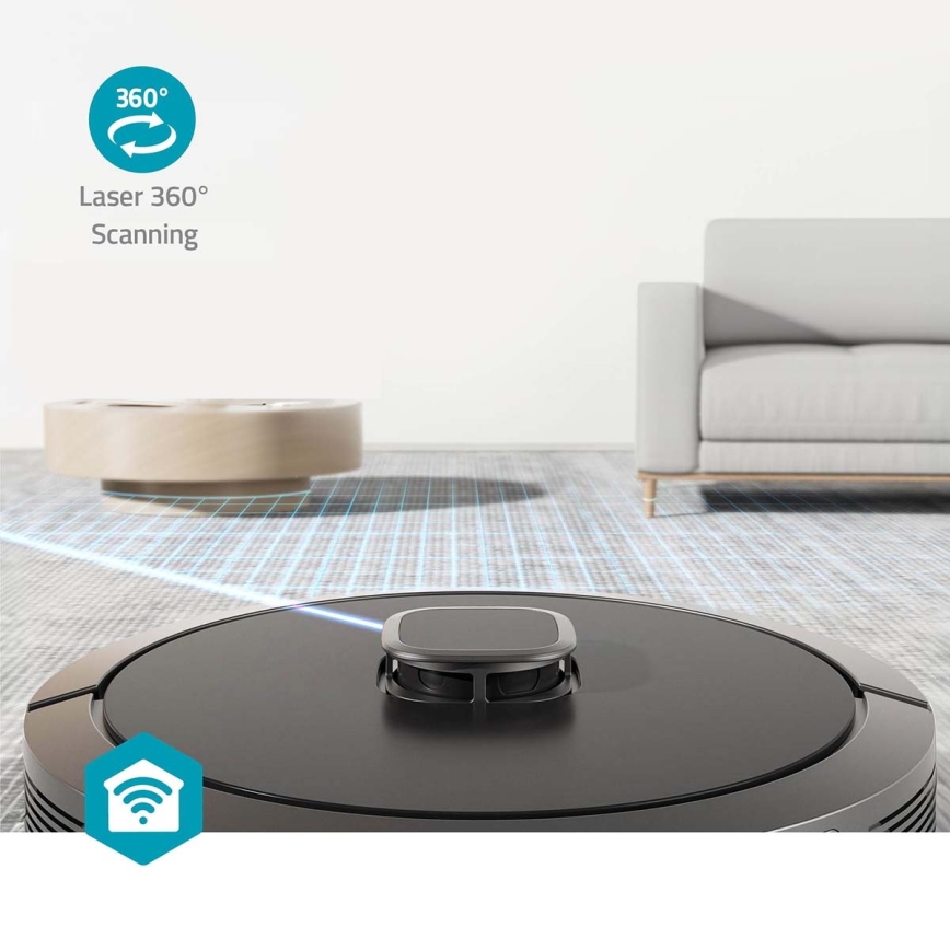 Smart robotstøvsuger med moppe SmartLife 5200 mAh Wi-Fi Tuya sort + fjernbetjening