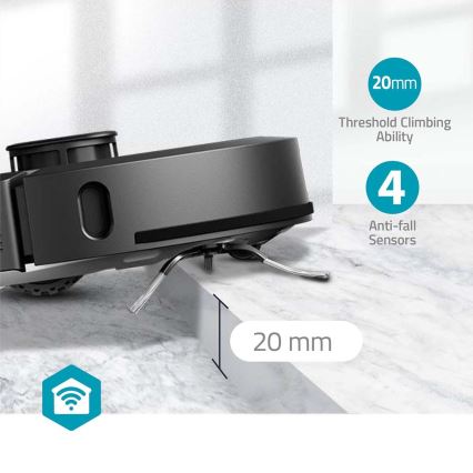 Smart robotstøvsuger med moppe SmartLife 5200 mAh Wi-Fi Tuya sort + fjernbetjening