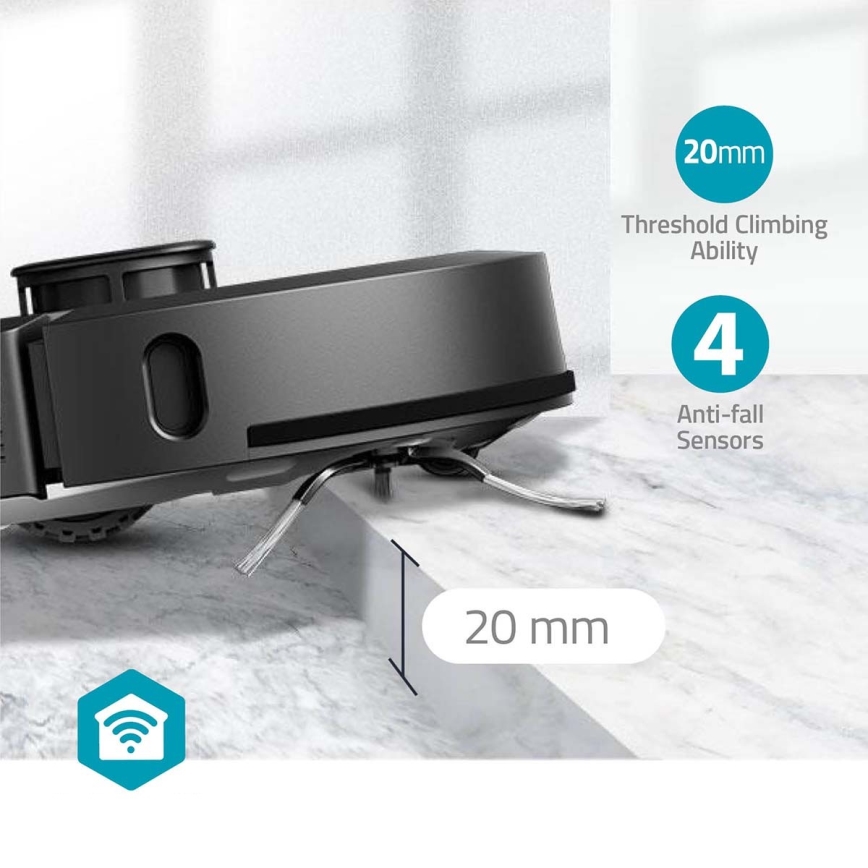 Smart robotstøvsuger med moppe SmartLife 5200 mAh Wi-Fi Tuya sort + fjernbetjening