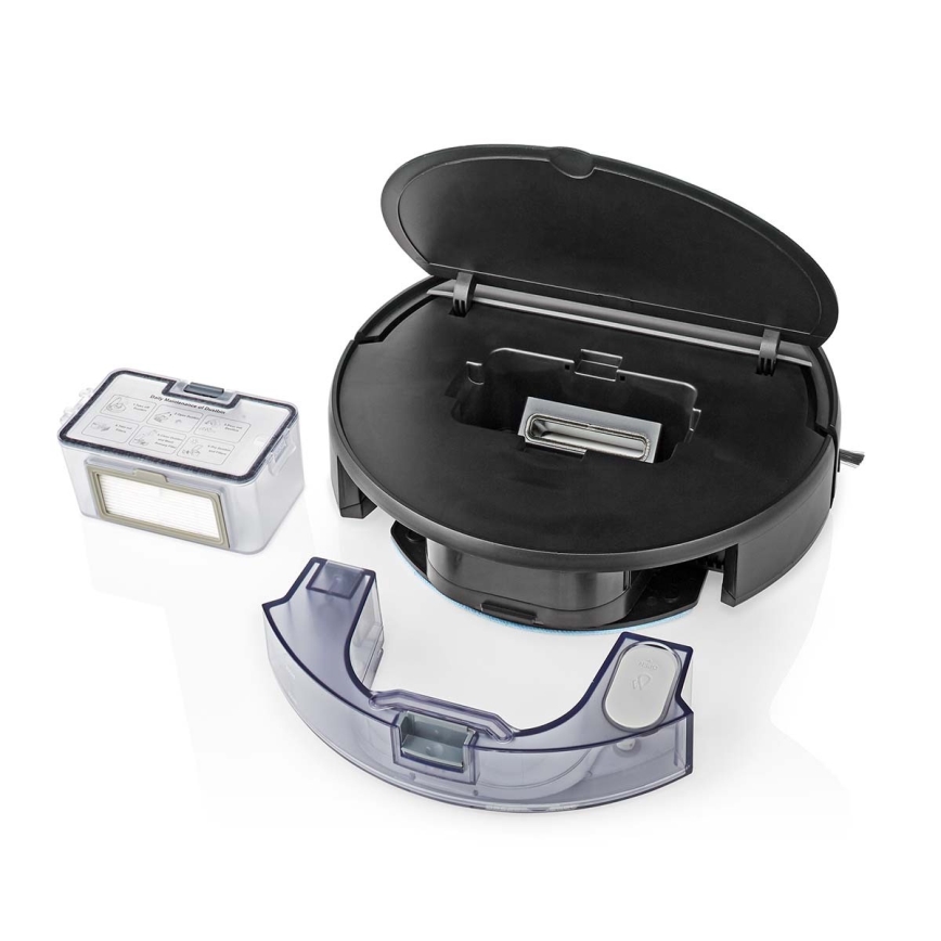 Smart robotstøvsuger med moppe 28W/2500 mAh Wi-Fi sort + fjernbetjening