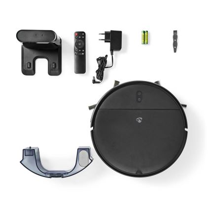 Smart robotstøvsuger med moppe 28W/2500 mAh Wi-Fi sort + fjernbetjening