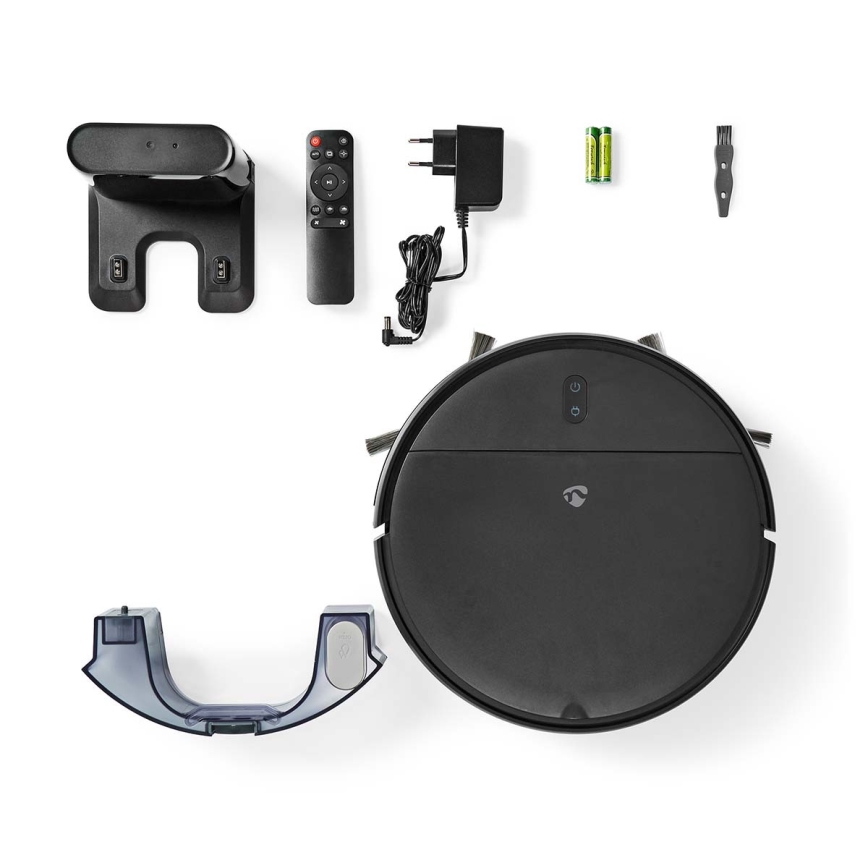 Smart robotstøvsuger med moppe 28W/2500 mAh Wi-Fi sort + fjernbetjening