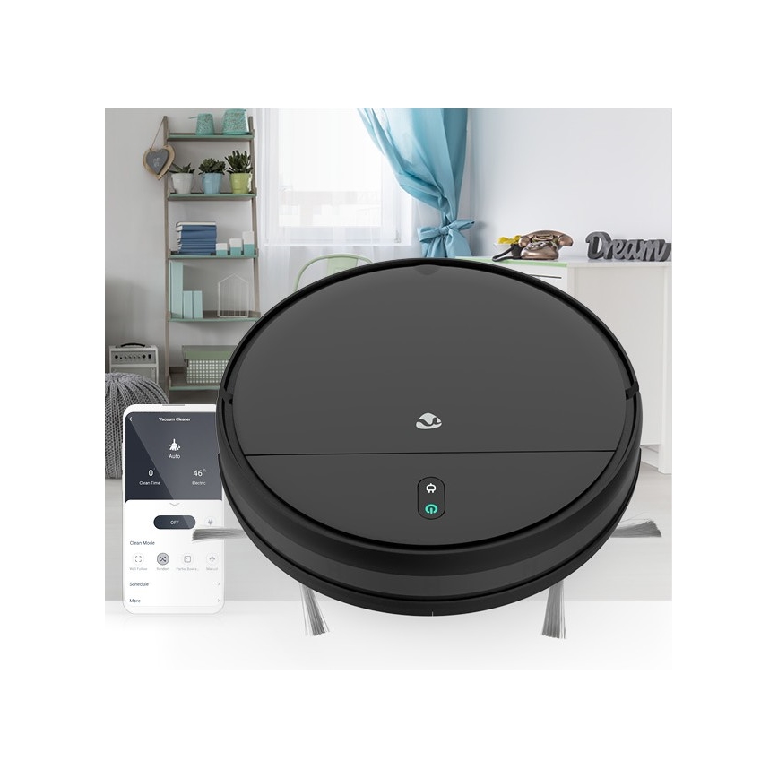 Smart robotstøvsuger med moppe 28W/2500 mAh Wi-Fi sort + fjernbetjening