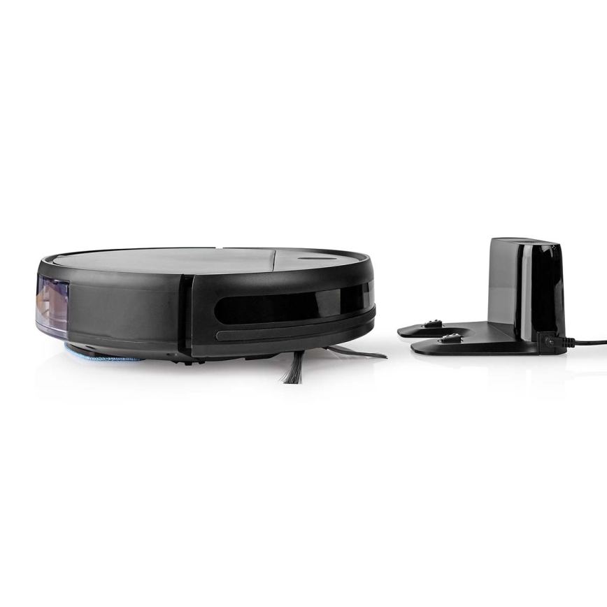 Smart robotstøvsuger med moppe 28W/2500 mAh Wi-Fi sort + fjernbetjening