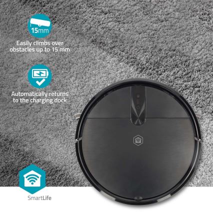 SmartLife intelligent robotstøvsuger med moppe 2600 mAh Wi‑Fi Tuya sort + fjernbetjening