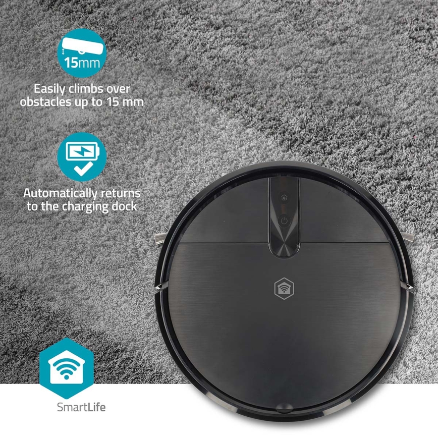 SmartLife intelligent robotstøvsuger med moppe 2600 mAh Wi‑Fi Tuya sort + fjernbetjening