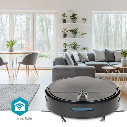 SmartLife intelligent robotstøvsuger med moppe 2600 mAh Wi‑Fi Tuya sort + fjernbetjening